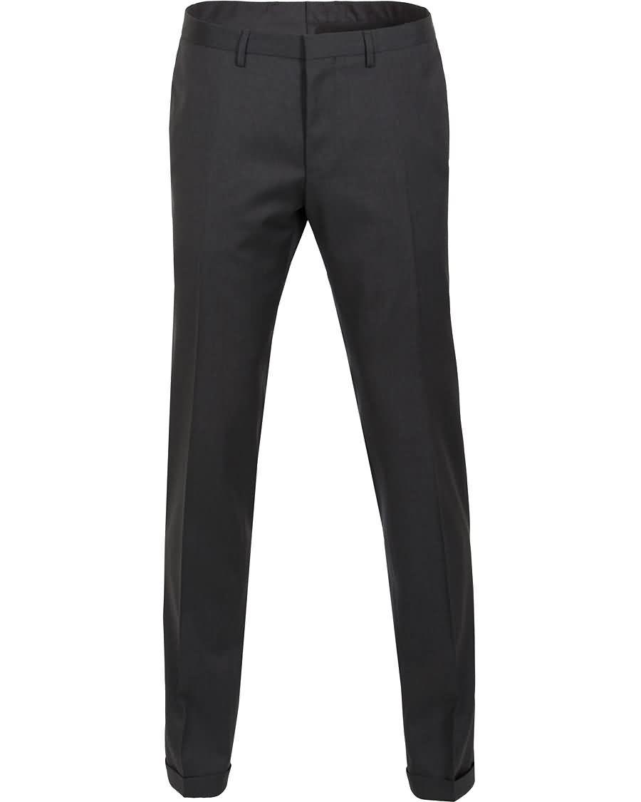 boss wave slim fit wool trousers charcoal På Salg nf9av